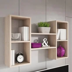 Garnero Arredamenti Pensile da parete 102x60h cm 5 vani moderna chiaro Felicita Rovere Clearance