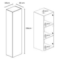 Garnero Arredamenti Pensile verticale 29x138h cm 1 anta reversibile moderno nero Sunset Ossido
