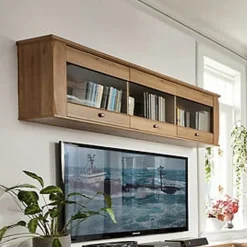 Garnero Arredamenti Pensile 156x50h cm 3 ante soggiorno rovere scuro Lucca Discount