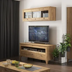 Garnero Arredamenti Pensile 156x50h cm 3 ante soggiorno rovere scuro Lucca Discount