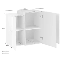 Garnero Arredamenti Pensile 90x66h cm moderno salotto bianco ossido Milos Gihome® Bianco Lucido - Ossido Sale