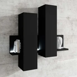 Garnero Arredamenti Pensile 152x142h cm per parete attrezzata con mensola Megan Gihome® Nero Opaco Best