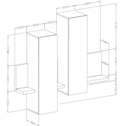 Garnero Arredamenti Pensile 152x142h cm per parete attrezzata con mensola Megan Gihome® Nero Opaco Best