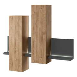 Garnero Arredamenti Pensile 152x142h cm per parete attrezzata con mensola rovere antracite Megan Gihome® Rovere - Antracite Discount