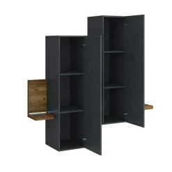 Garnero Arredamenti Pensile 152x142h cm per parete attrezzata con mensola antracite spatolato noce Megan Gihome® Noce - Antracite Discount