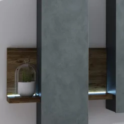 Garnero Arredamenti Pensile 152x142h cm per parete attrezzata con mensola antracite spatolato noce Megan Gihome® Noce - Antracite Discount