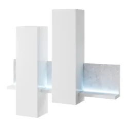 Garnero Arredamenti Pensile 150x142h h cm per parete attrezzata con mensola bianco opaco cemento Megan Gihome® Cemento - Bianco opaco