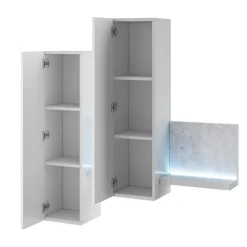 Garnero Arredamenti Pensile 150x142h h cm per parete attrezzata con mensola bianco opaco cemento Megan Gihome® Cemento - Bianco opaco