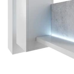 Garnero Arredamenti Pensile 150x142h h cm per parete attrezzata con mensola bianco opaco cemento Megan Gihome® Cemento - Bianco opaco