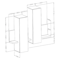 Garnero Arredamenti Pensile 150x142h h cm per parete attrezzata con mensola bianco opaco cemento Megan Gihome® Cemento - Bianco opaco
