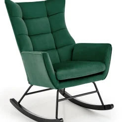 Garnero Arredamenti Poltrona a dondolo relax imbottita in velluto scuro Nanna Verde