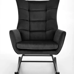 Garnero Arredamenti Poltrona a dondolo relax imbottita in velluto Nanna Nero Sale