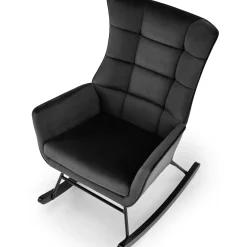 Garnero Arredamenti Poltrona a dondolo relax imbottita in velluto Nanna Nero Sale