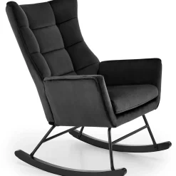 Garnero Arredamenti Poltrona a dondolo relax imbottita in velluto Nanna Nero Sale