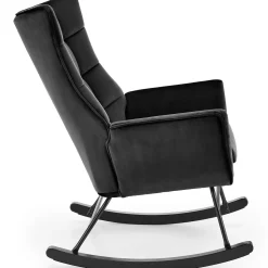 Garnero Arredamenti Poltrona a dondolo relax imbottita in velluto Nanna Nero Sale