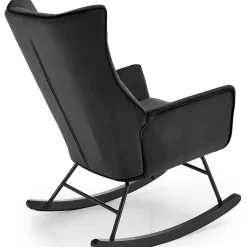 Garnero Arredamenti Poltrona a dondolo relax imbottita in velluto Nanna Nero Sale
