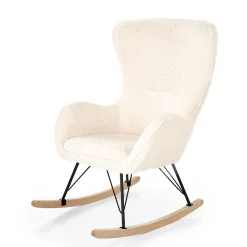 Garnero Arredamenti Poltrona a dondolo relax imbottita in tessuto panna nero rovere Spitz Bianco - Rovere Hot