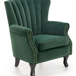 Garnero Arredamenti Poltrona classica relax imbottita in velluto verde scuro Mazia Tessuto Vellutino Verde Hot