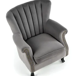Garnero Arredamenti Poltrona classica relax imbottita in velluto grigio Mazia Tessuto Velluto Grigio Discount