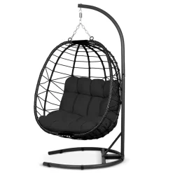 Garnero Arredamenti Poltrona da giardino a dondolo sospesa con cuscini Breeze Nero Clearance