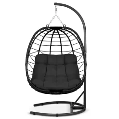 Garnero Arredamenti Poltrona da giardino a dondolo sospesa con cuscini Breeze Nero Clearance