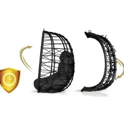 Garnero Arredamenti Poltrona da giardino a dondolo sospesa con cuscini Breeze Nero Clearance