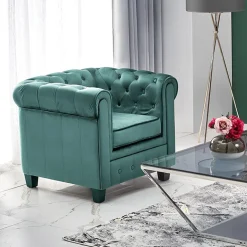 Garnero Arredamenti Poltrona da sala imbottita in velluto scuro nero Spina Verde Discount