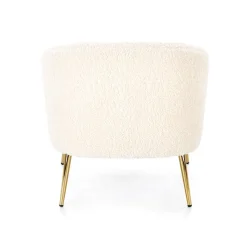 Garnero Arredamenti Poltrona da salotto in tessuto panna e acciaio oro Camel Hot