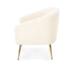 Garnero Arredamenti Poltrona da salotto in tessuto panna e acciaio oro Camel Hot
