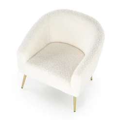 Garnero Arredamenti Poltrona da salotto in tessuto panna e acciaio oro Camel Hot