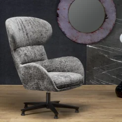 Garnero Arredamenti Poltrona design girevole imbottita in tessuto  Mappy Grigio