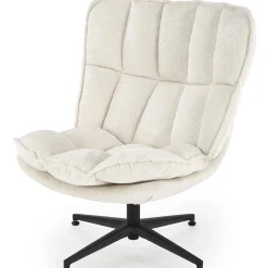 Garnero Arredamenti Poltrona design girevole imbottita in tessuto panna nero Montana New