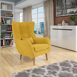 Garnero Arredamenti Poltrona design imbottita in tessuto giallo Soffio Senape Online