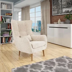 Garnero Arredamenti Poltrona design imbottita in tessuto Soffio Beige Best