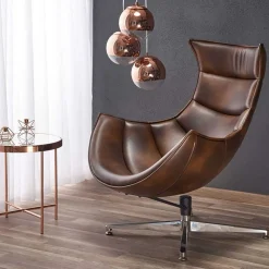 Garnero Arredamenti Poltrona design imbottita ecopelle vintage Isotta Marrone Sale