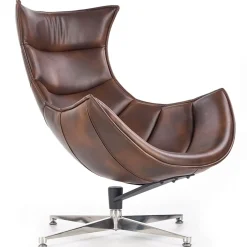 Garnero Arredamenti Poltrona design imbottita ecopelle vintage Isotta Marrone Sale