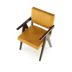 Garnero Arredamenti Poltrona design legno velluto giallo senape Lugano Hot