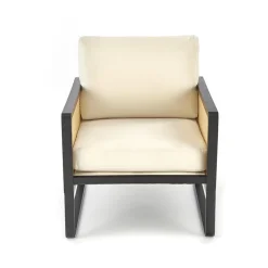 Garnero Arredamenti Poltrona design soggiorno in rattan naturale beige nero Niceto Clearance