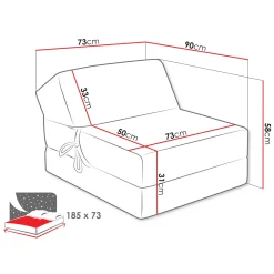 Garnero Arredamenti Poltrona divano letto pieghevole 90 cm velluto a coste beige Lorin Velluto Poso Beige Discount