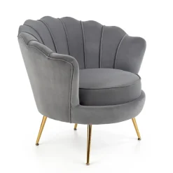 Garnero Arredamenti Poltrona imbottita in velluto con gambe oro Gabriella Grigio Hot