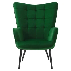 Garnero Arredamenti Poltrona imbottita con poggiapiedi in velluto Siena Verde Discount