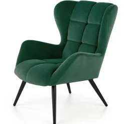 Garnero Arredamenti Poltrona imbottita in tessuto velluto scuro nero Polly Verde New