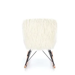 Garnero Arredamenti Poltrona sedia a dondolo design pelliccia bianco crema struttura legno metallo Winnipeg Online