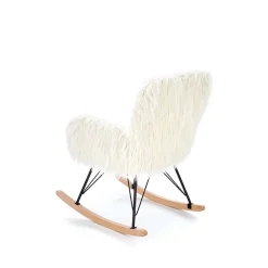 Garnero Arredamenti Poltrona sedia a dondolo design pelliccia bianco crema struttura legno metallo Winnipeg Online