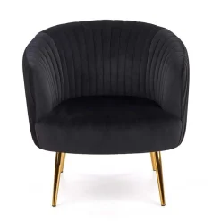 Garnero Arredamenti Poltroncina design in velluto con gambe oro Romance Nero