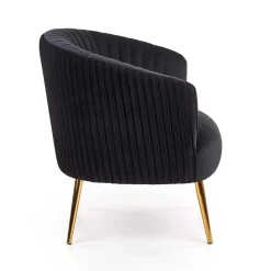 Garnero Arredamenti Poltroncina design in velluto con gambe oro Romance Nero
