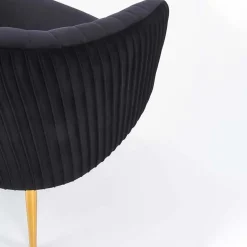 Garnero Arredamenti Poltroncina design in velluto con gambe oro Romance Nero