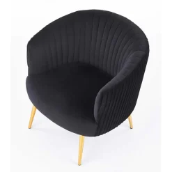 Garnero Arredamenti Poltroncina design in velluto con gambe oro Romance Nero