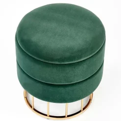 Garnero Arredamenti Pouf contenitore design da salotto rotondo in velluto verde Neril Sale