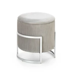 Garnero Arredamenti Pouf da salotto contenitore in velluto chiaro Franklin Grigio New